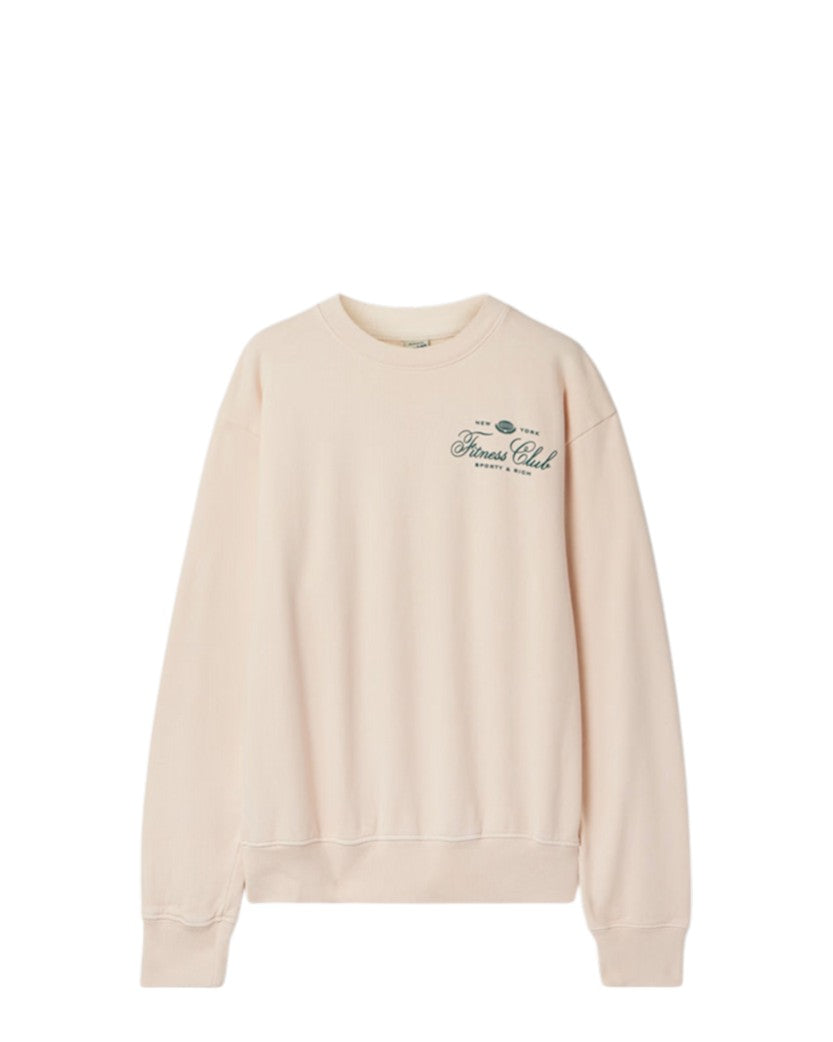 Sporty & Rich Fitness World Printed Cotton-Jersey Sweatshirt Cream