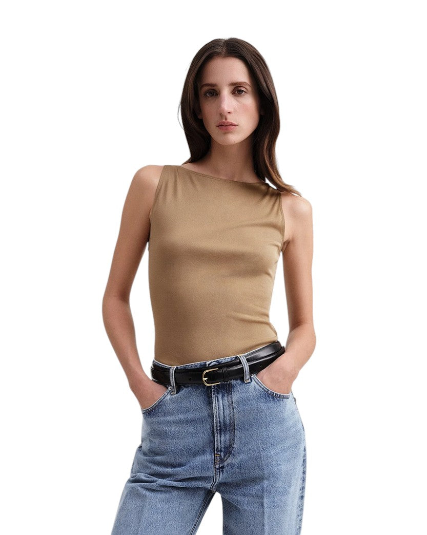 Toteme Sleeveless Boat Neck Top Nutmeg