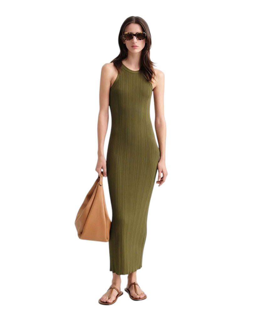 Toteme Seamless Rib Tank Dress Olive