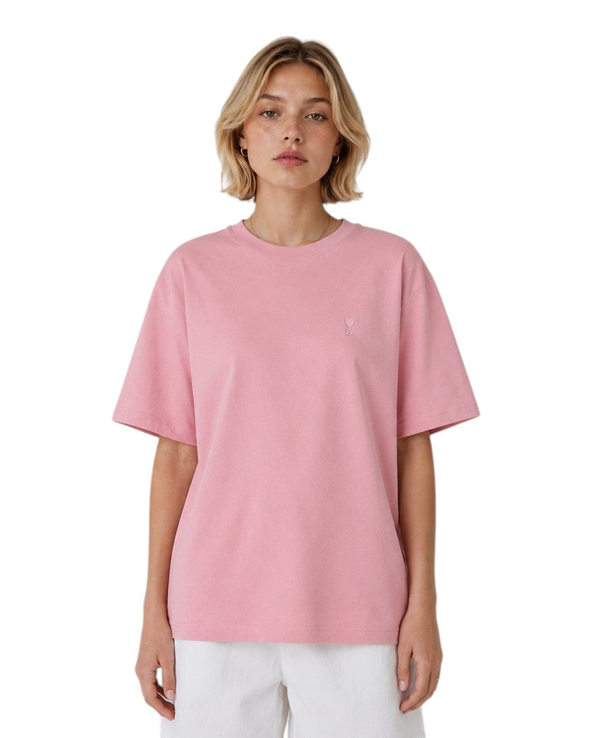 AMI Paris Ami De Coeur Tonal Small Heart T-Shirt Light Pink