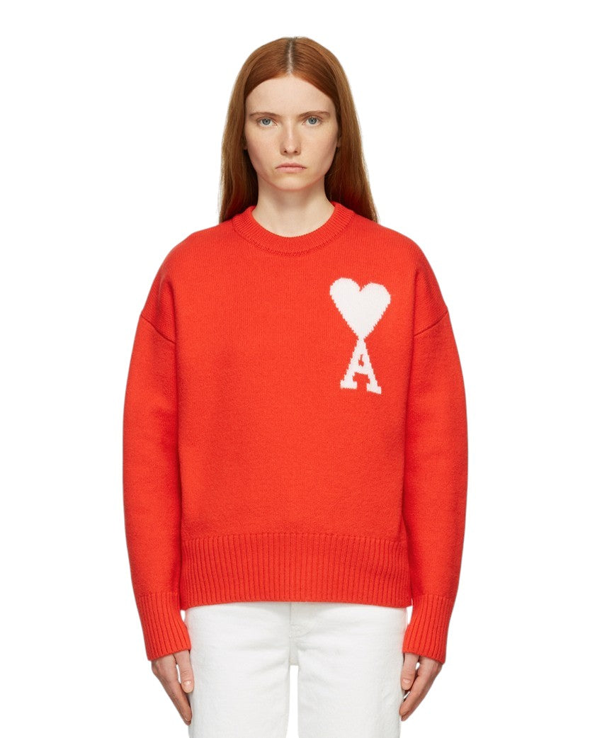 AMI Paris Ami de Coeur Oversize Sweater Red