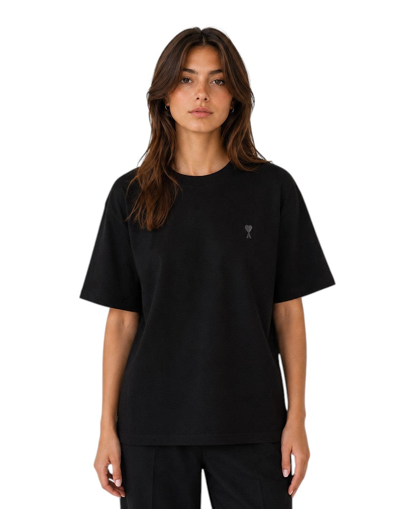 AMI Paris Ami De Coeur Tonal Small Heart T-Shirt Black