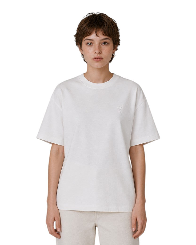 AMI Paris Ami De Coeur Tonal Small Heart T-Shirt White