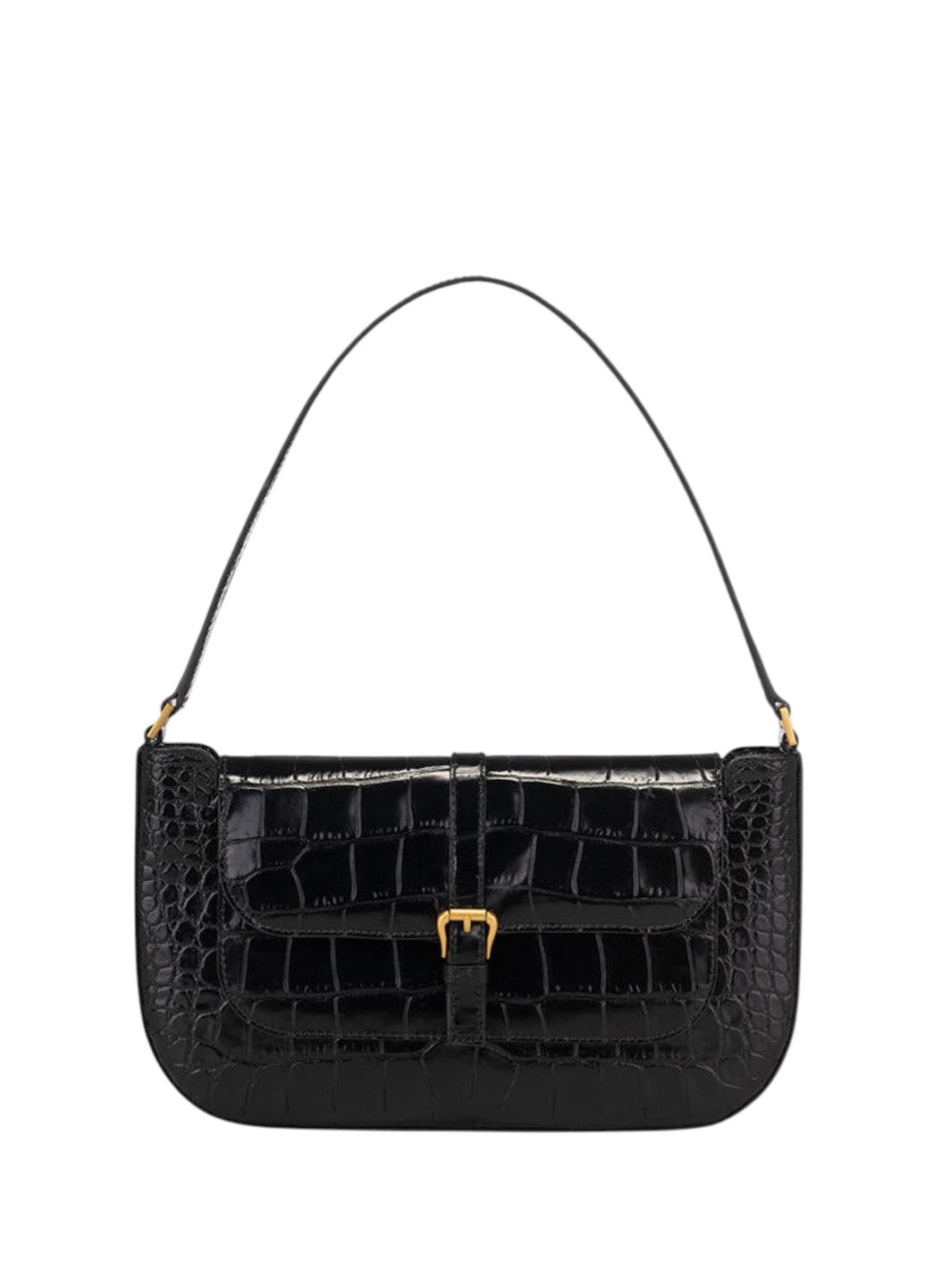 By Far Miranda Croco Embossed Leather Black