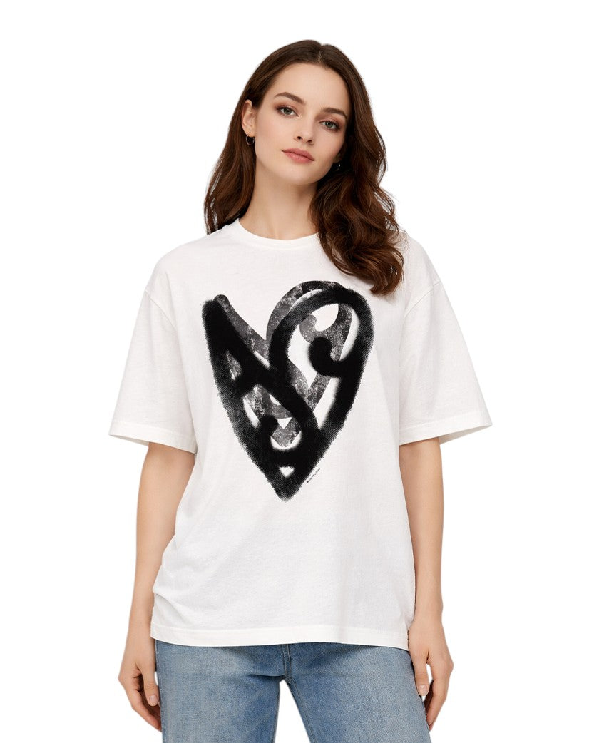 Acne Studios Heart Printed T-Shirt White
