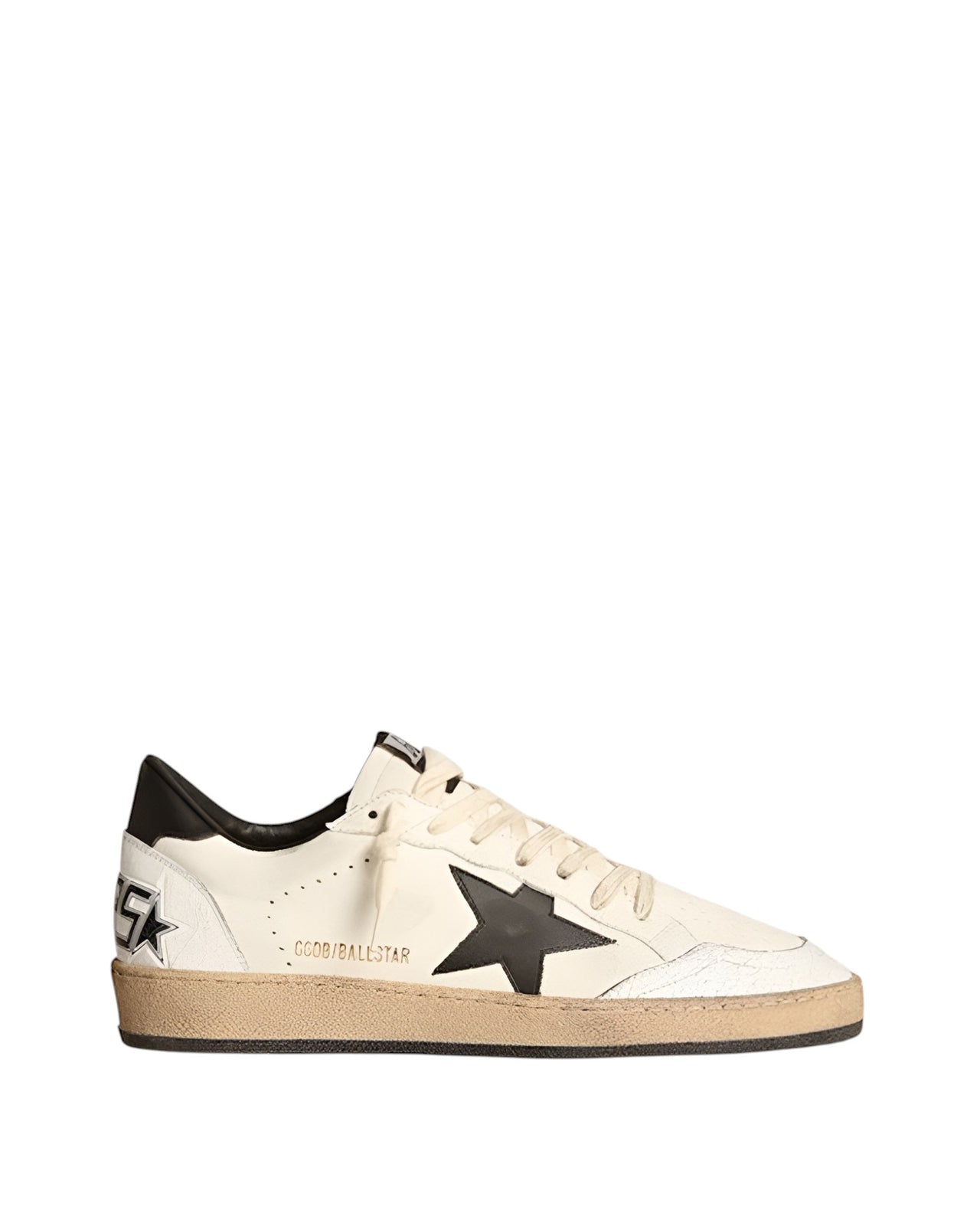 Golden Goose Ball Star in White Nappa with Black Star