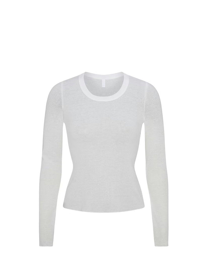 Skims Long Sleeve Crew Neck Top Marble