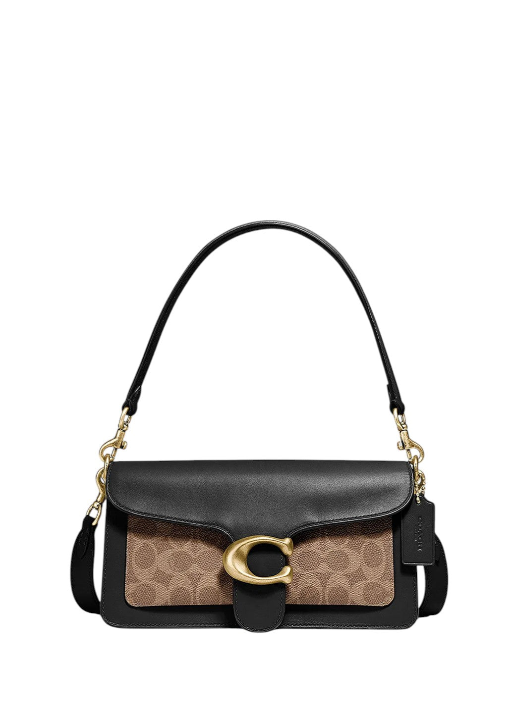 Coach Tabby Shoulder Bag 26 With Signature Canvas Tan Black