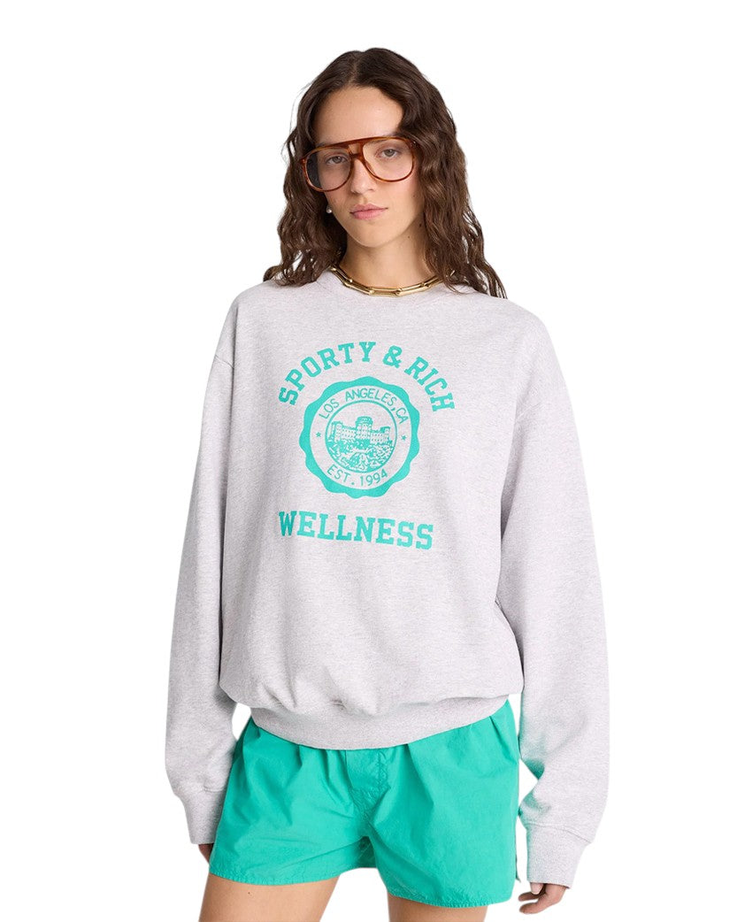 Sporty & Rich Emblem Crewneck Heather Gray/Caribbean