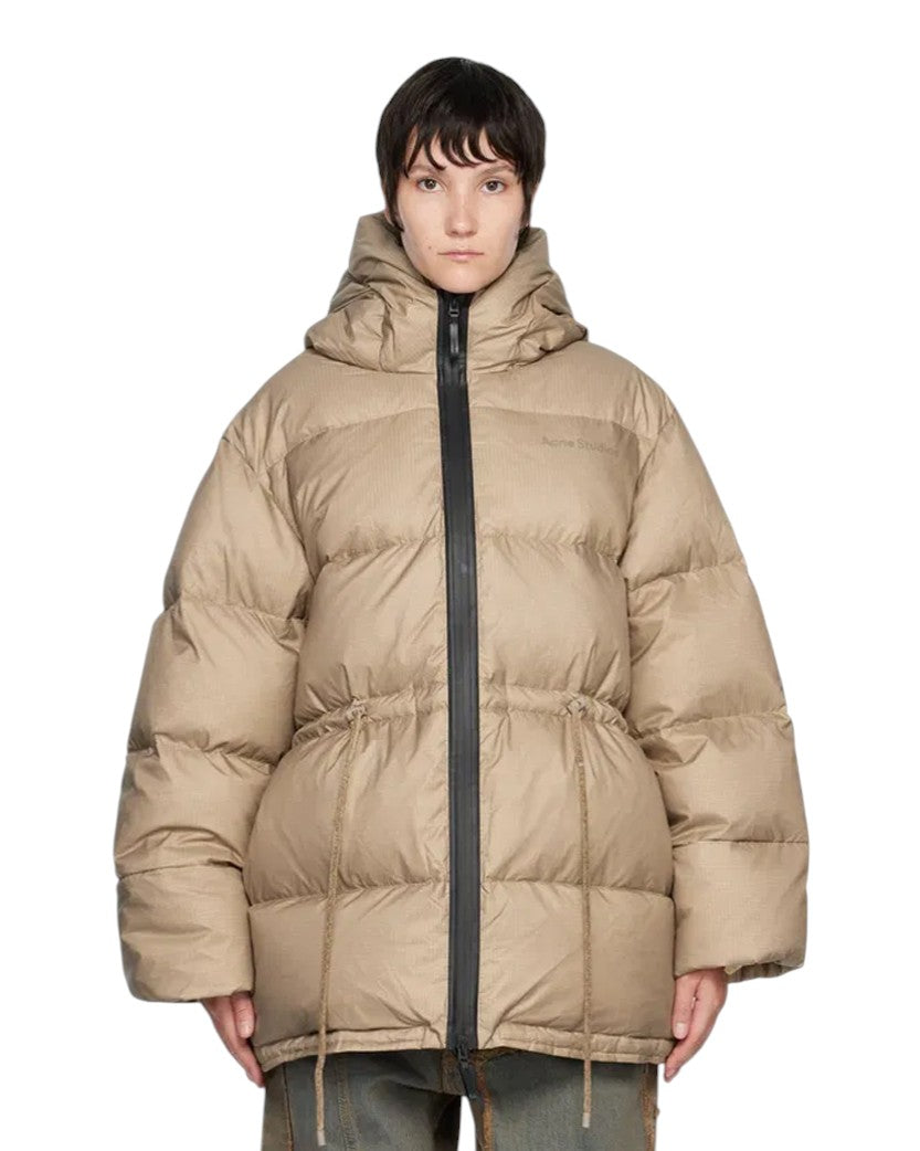 Acne Studios Hooded puffer coat Beige