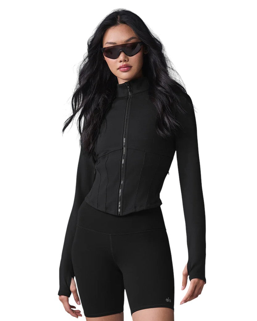 Alo Yoga Airbrush Corset Full Zip Jacket Black