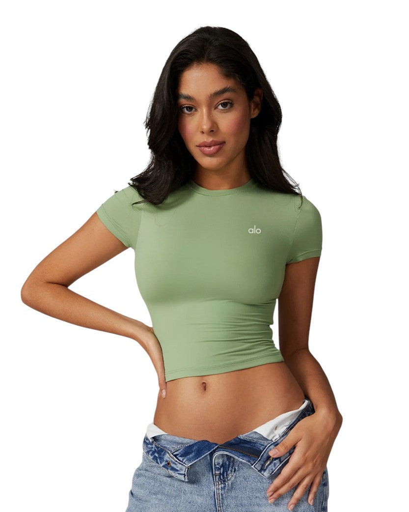 Alo Yoga Crop Short Sleeve Tee Light Green 87431-LGN