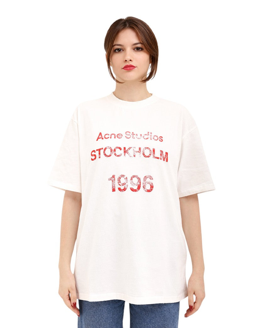 Acne Studios Logo Stamp T-Shirt Pale White — SSTORIES