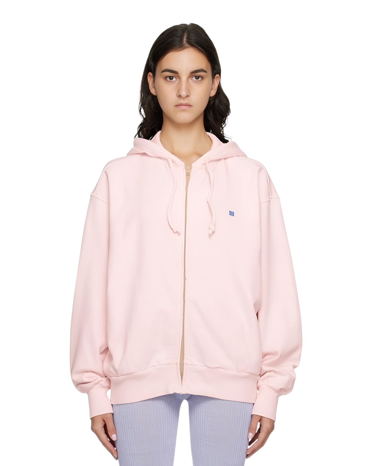 Acne Studios Color Face Patch Zip Hoodie Pink