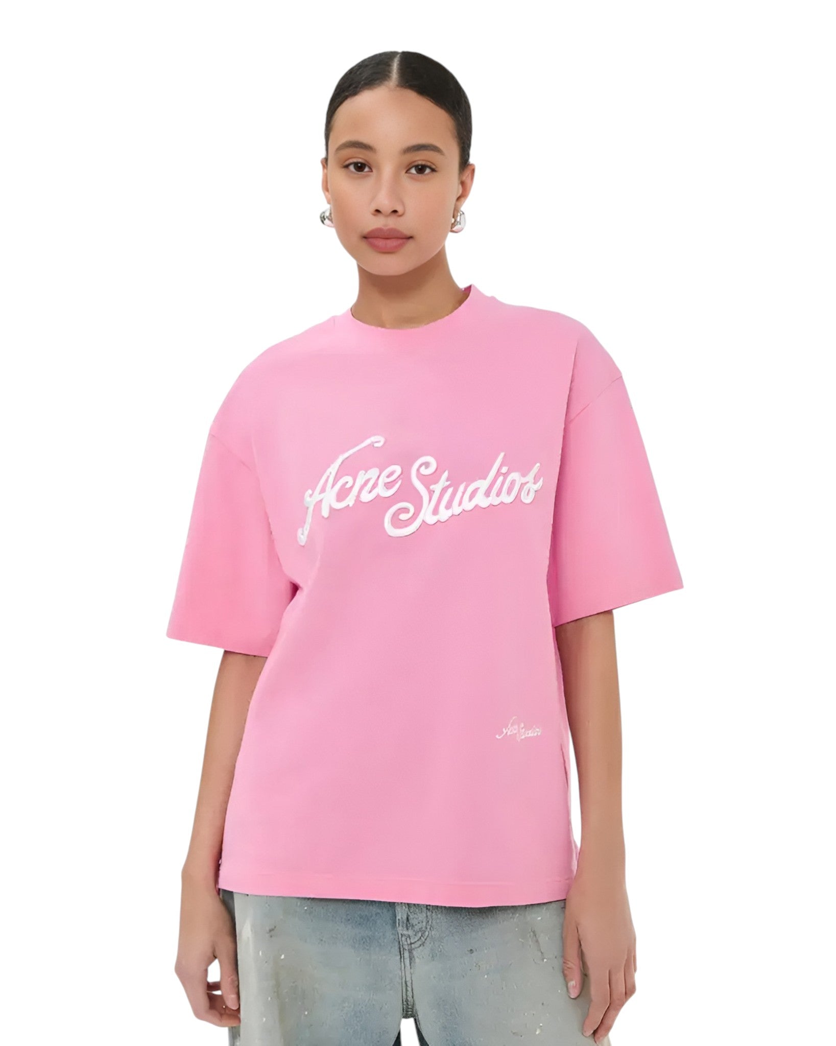 Acne Studios ダメージロゴTシャツ XSピンク 25ss Футболка Acne Studios Exford Tourist Logo T-Shirt Bubble Pink