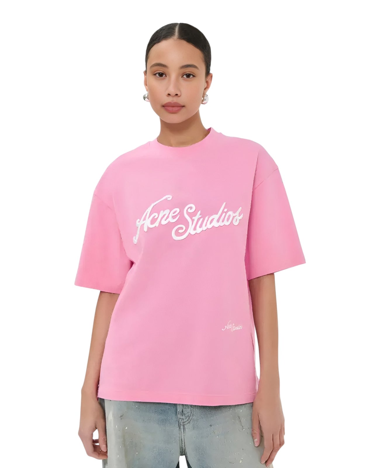 Acne Studios Exford Tourist Logo T-Shirt Bubble Pink
