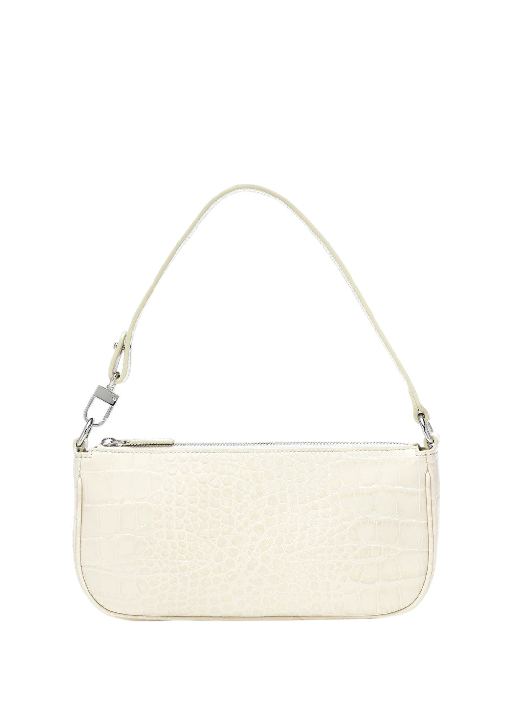 By Far Rachel Croco Embossed Leather Cream