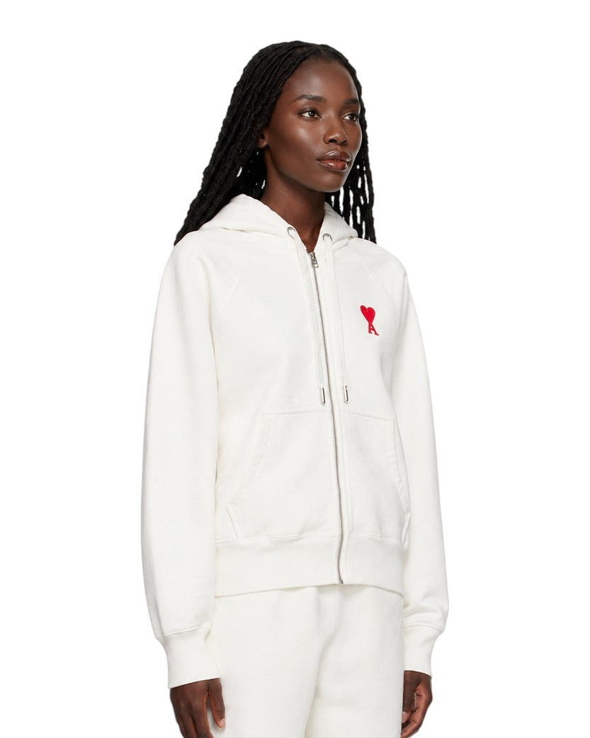 AMI Paris Ami De Coeur Zipped Hoodie White