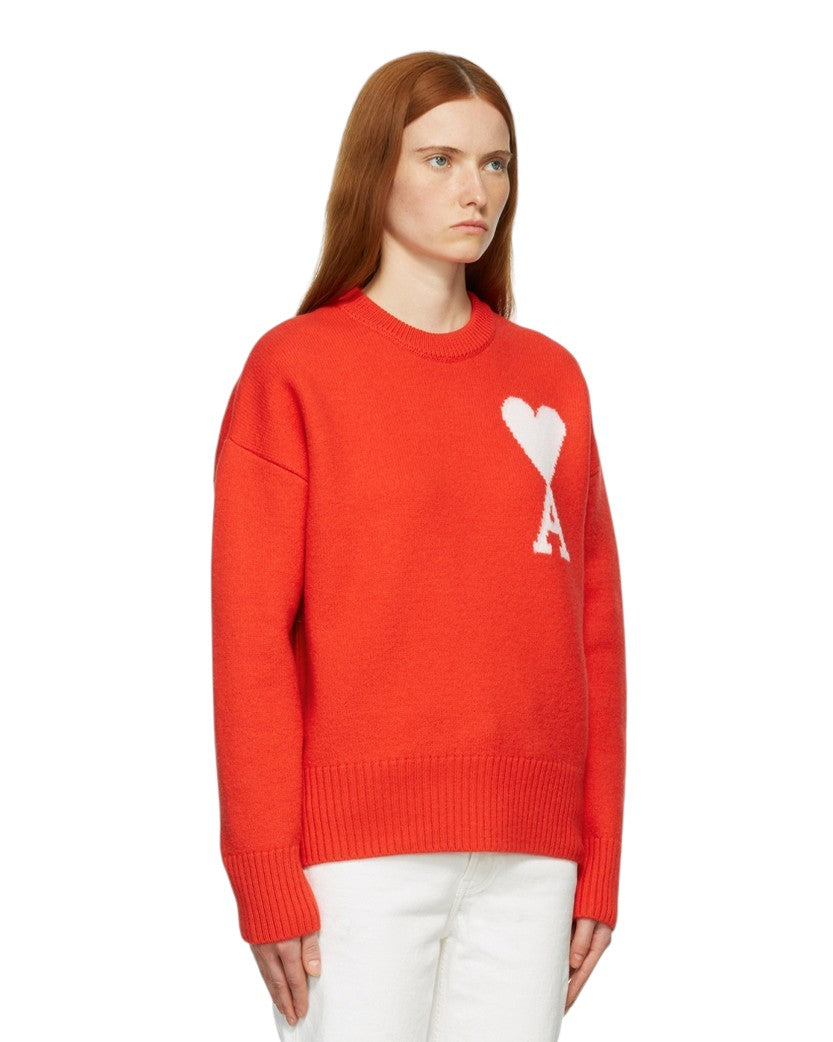 AMI Paris Ami de Coeur Oversize Sweater Red