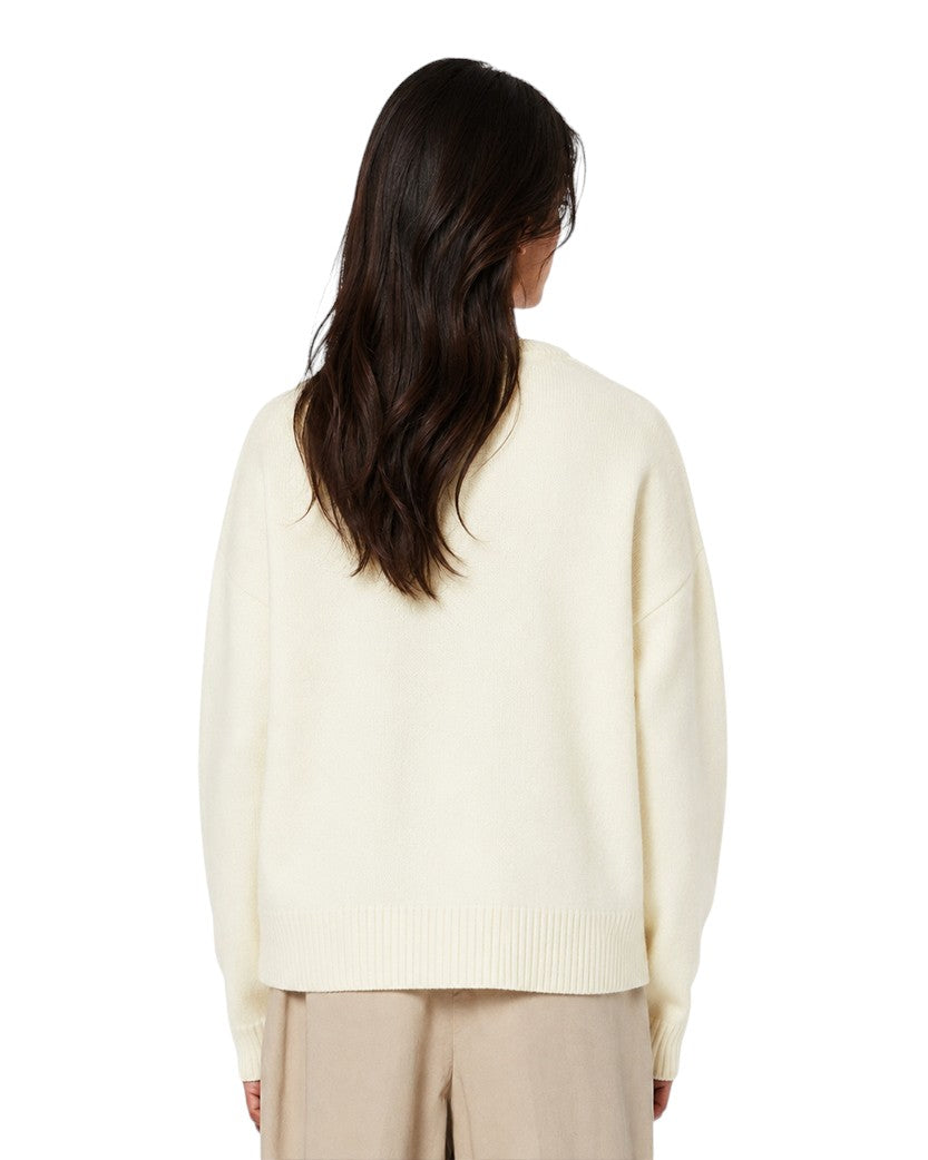 AMI Paris Ami De Coeur Oversize Sweater Off White — SSTORIES