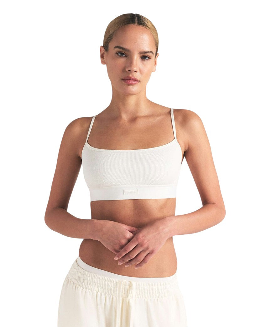 Skims Cotton Rib Scoop Bralette Marble