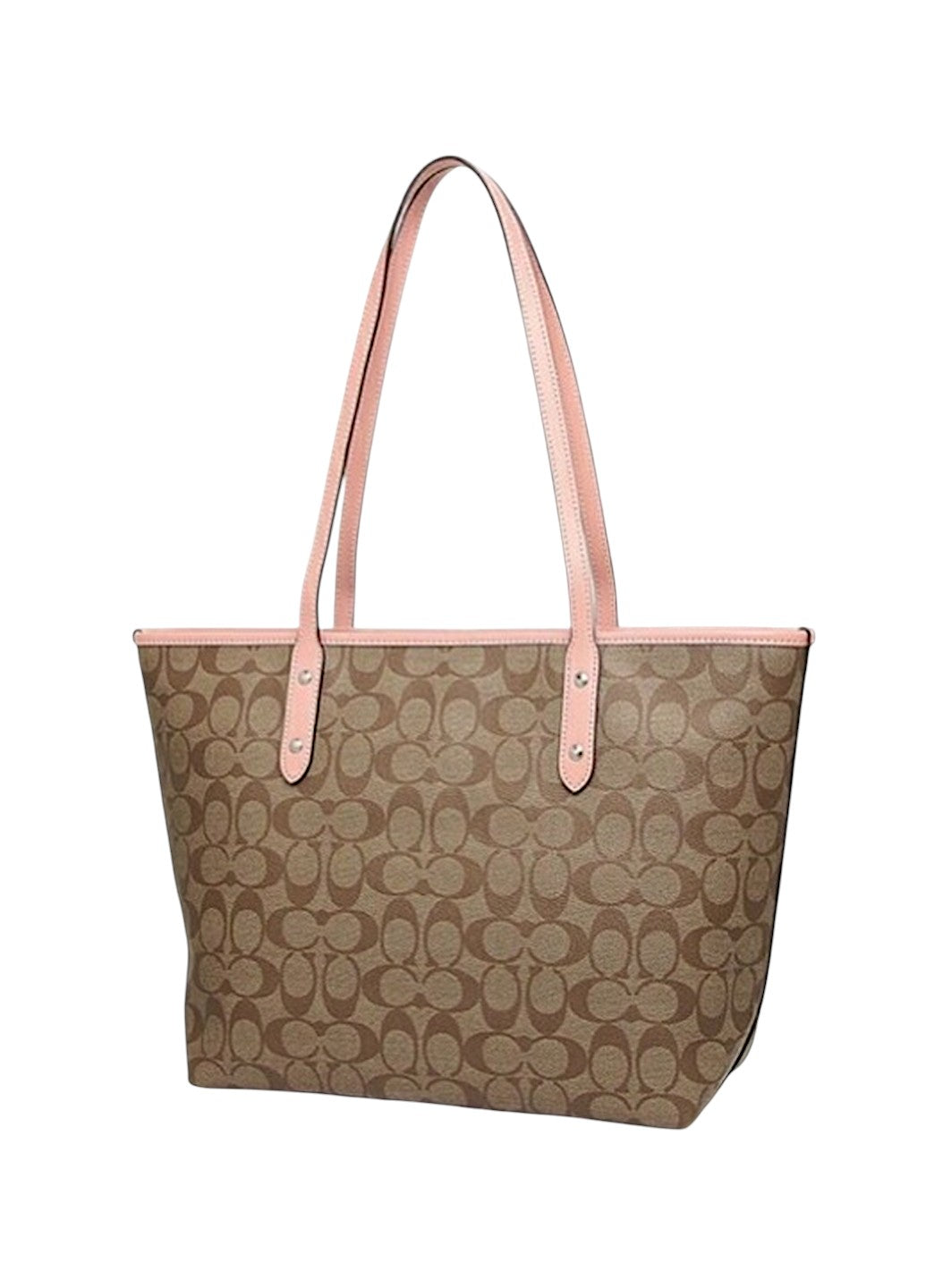 Сумка Coach City Tote In Signature Canvas Light Brown/Pink | SSTORIES