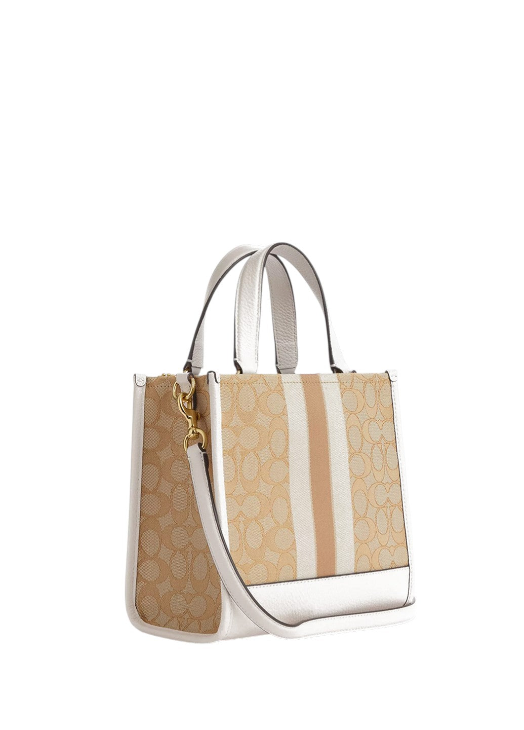 Coach Dempsey Tote 22 In Signature Jacquard Light Khaki Chalk