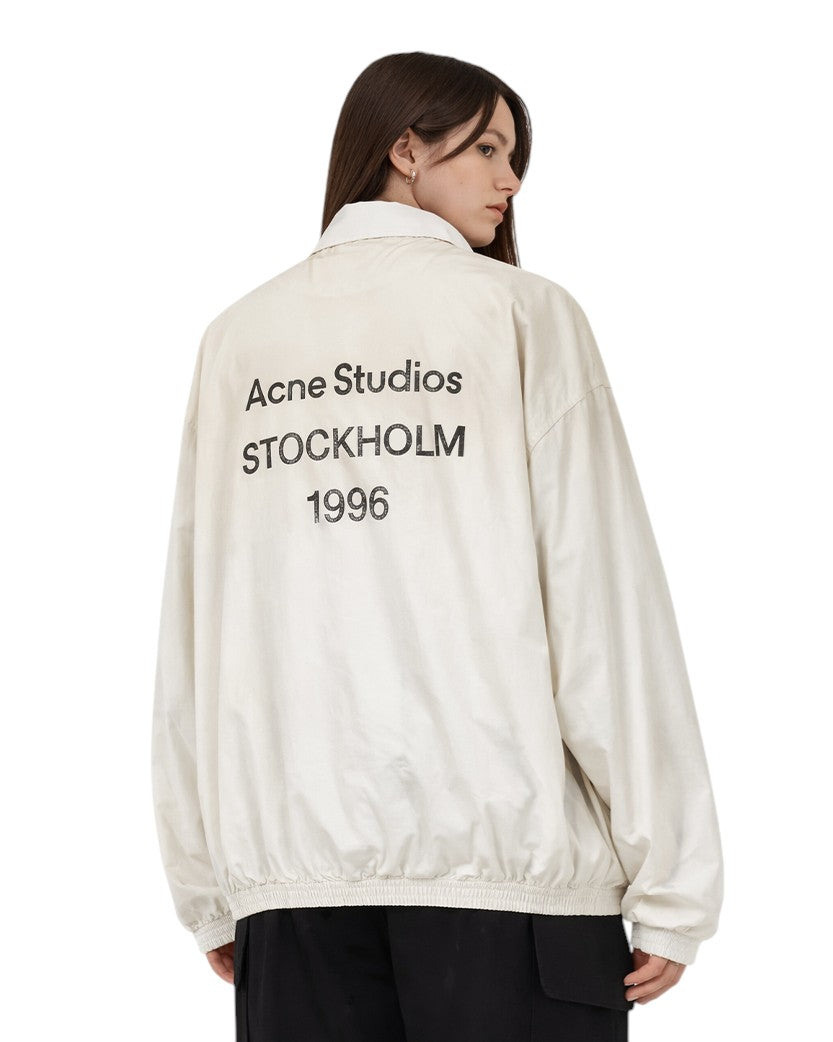 Куртка Acne Studios Logo Zipper Jacket White | SSTORIES