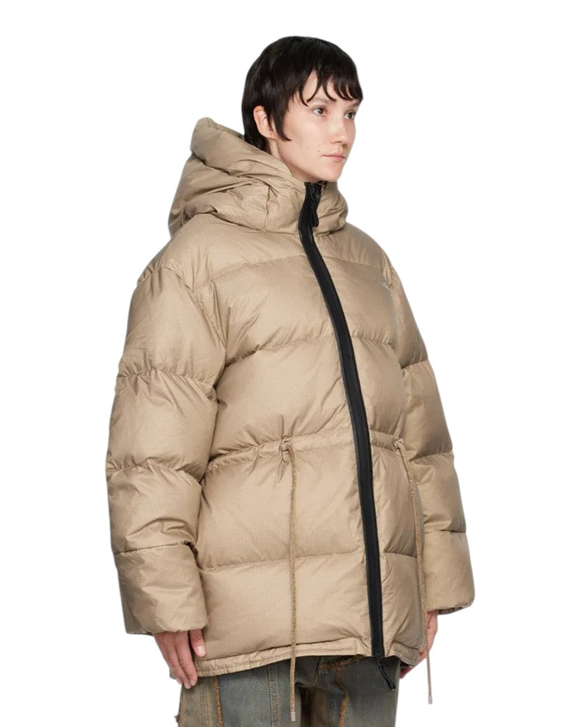 Acne Studios Hooded puffer coat Beige — SSTORIES