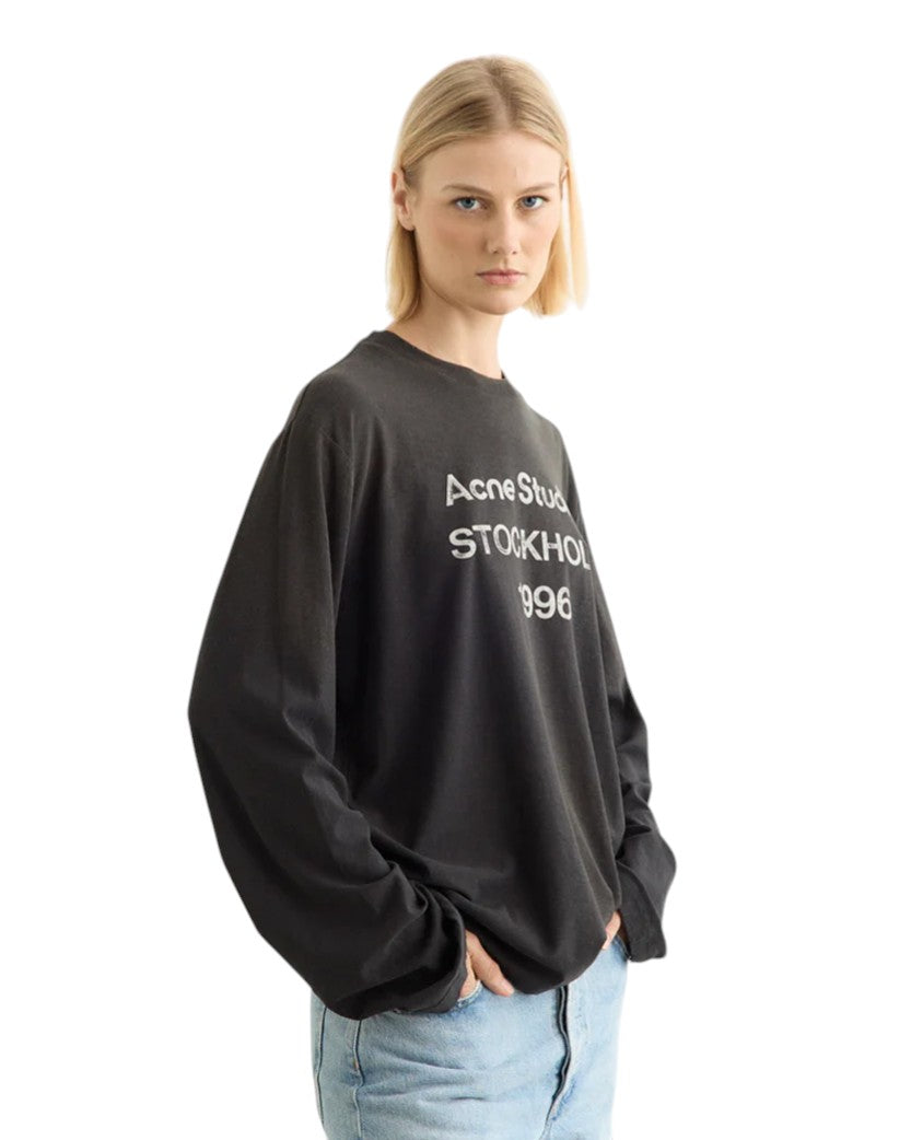 Лонгслів Acne Studios Stamp Logo Long Sleeve Faded Black | SSTORIES