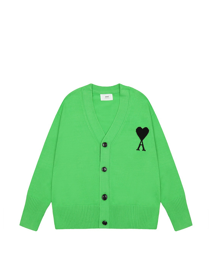 AMI Paris Ami de Coeur Cardigan Green/Black