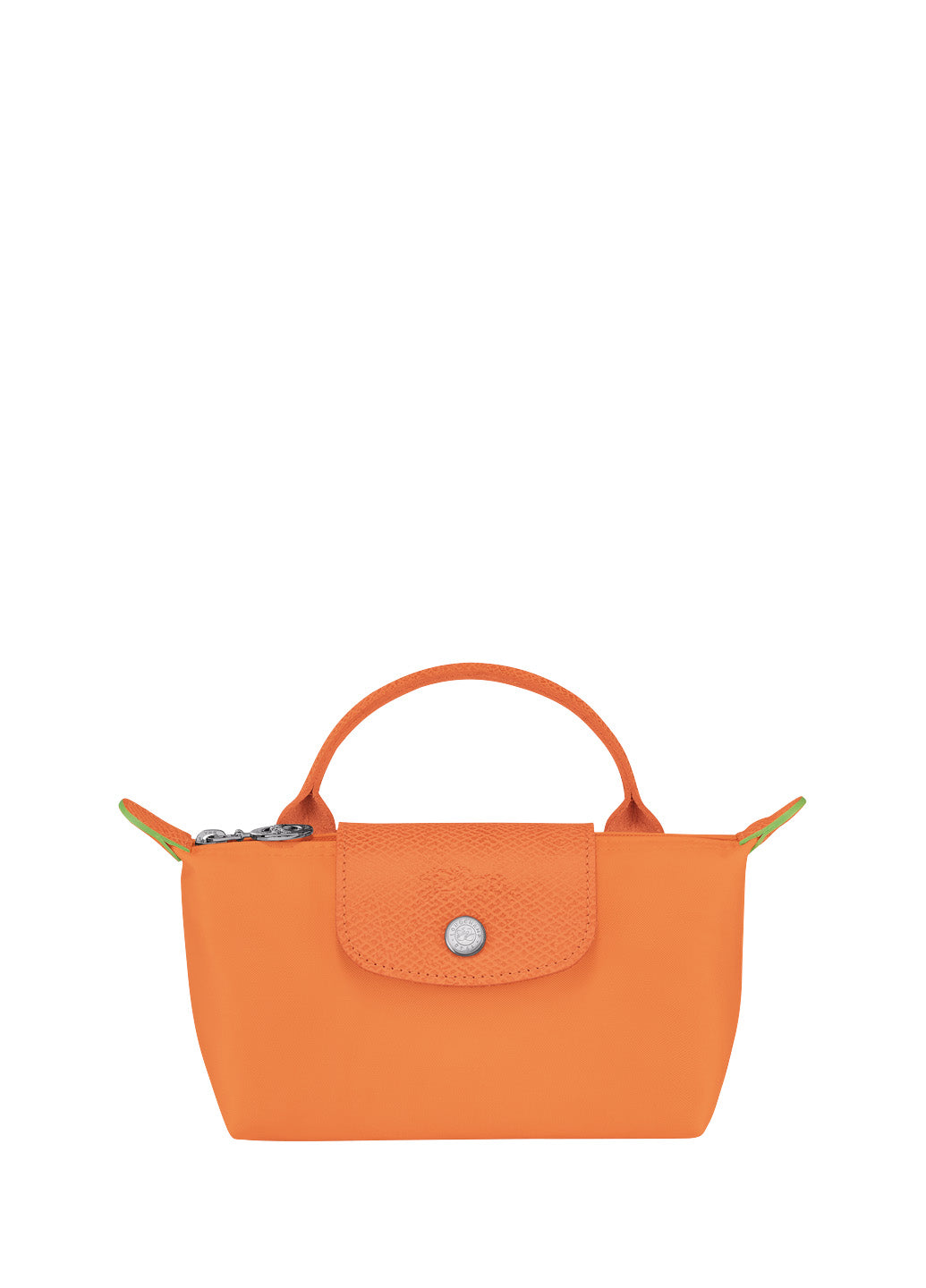 Longchamp Le Pliage Green Pouch With Handle Orange