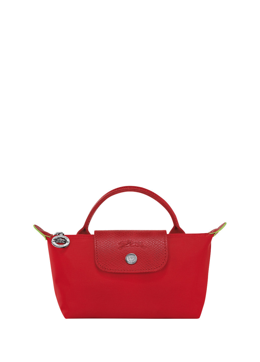 Longchamp Le Pliage Green Pouch With Handle Tomato