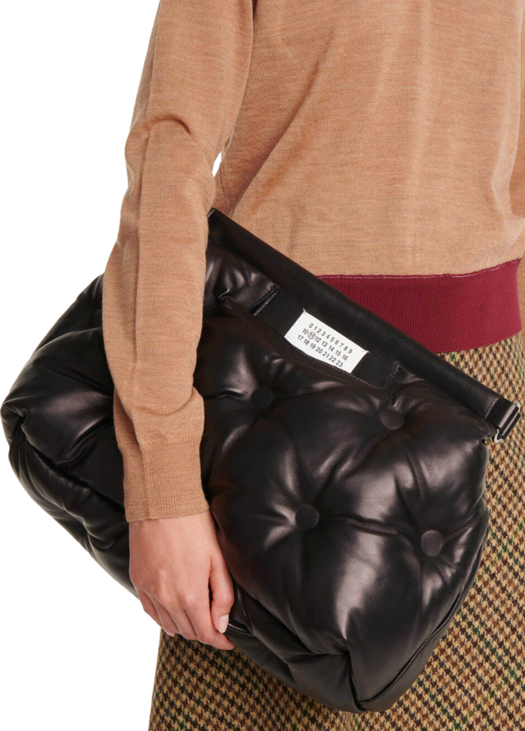 Maison Margiela Glam Slam Medium Leather shoulder Bag Black