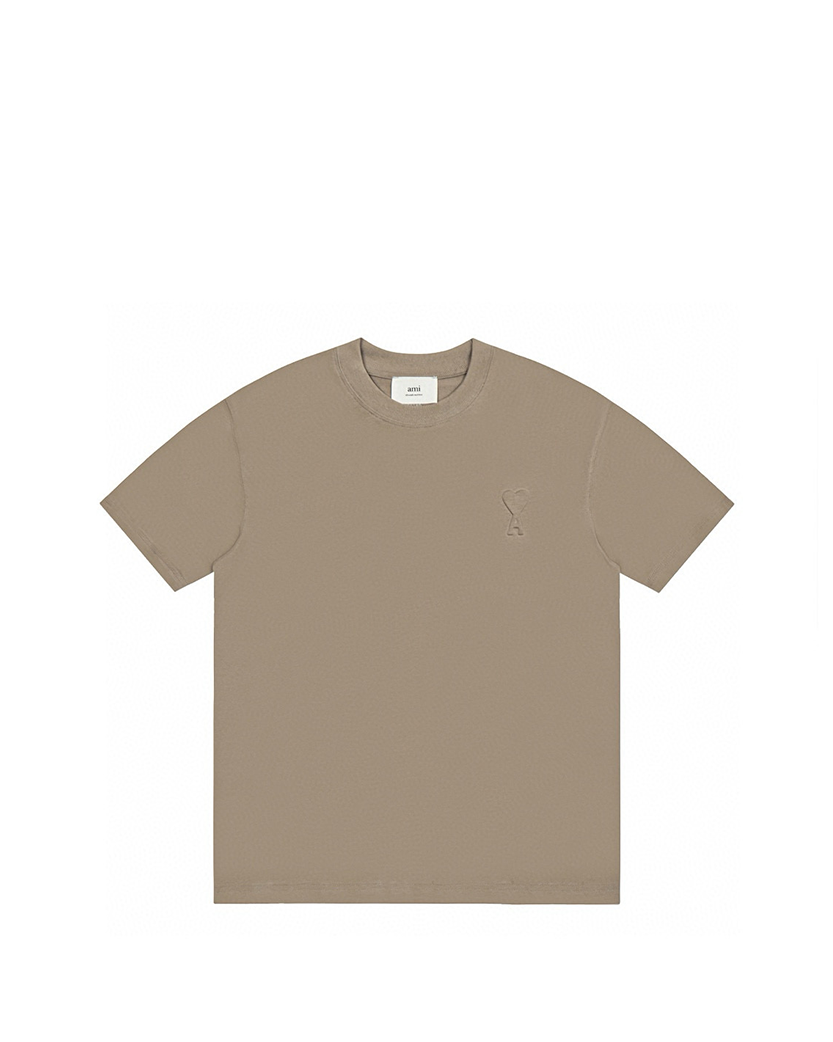 AMI Paris Ami De Coeur Embossed Heart T-Shirt Brown