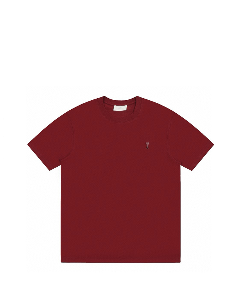 AMI Paris Ami De Coeur Tonal Small Heart T-Shirt Burgundy