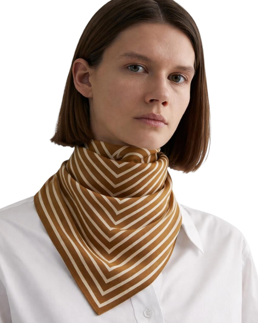 Toteme Signature Monogram Silk scarf Brown