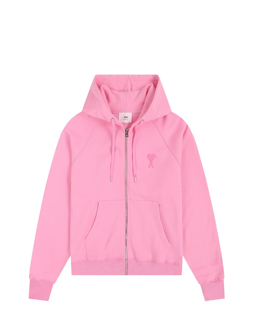 AMI Paris Ami De Coeur Zipped Hoodie Pink