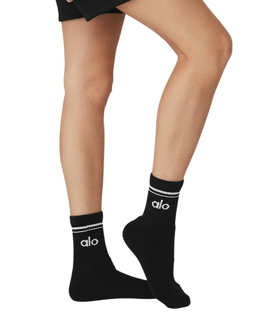 Alo Yoga Unisex Half-Crew Throwback Sock 3-Pairs Black