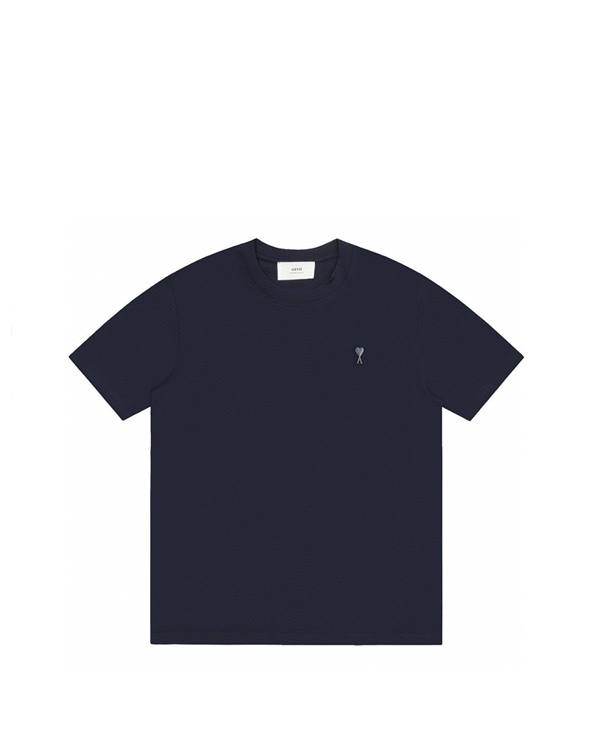 AMI Paris Ami De Coeur Tonal Small Heart T-Shirt Navy Blue