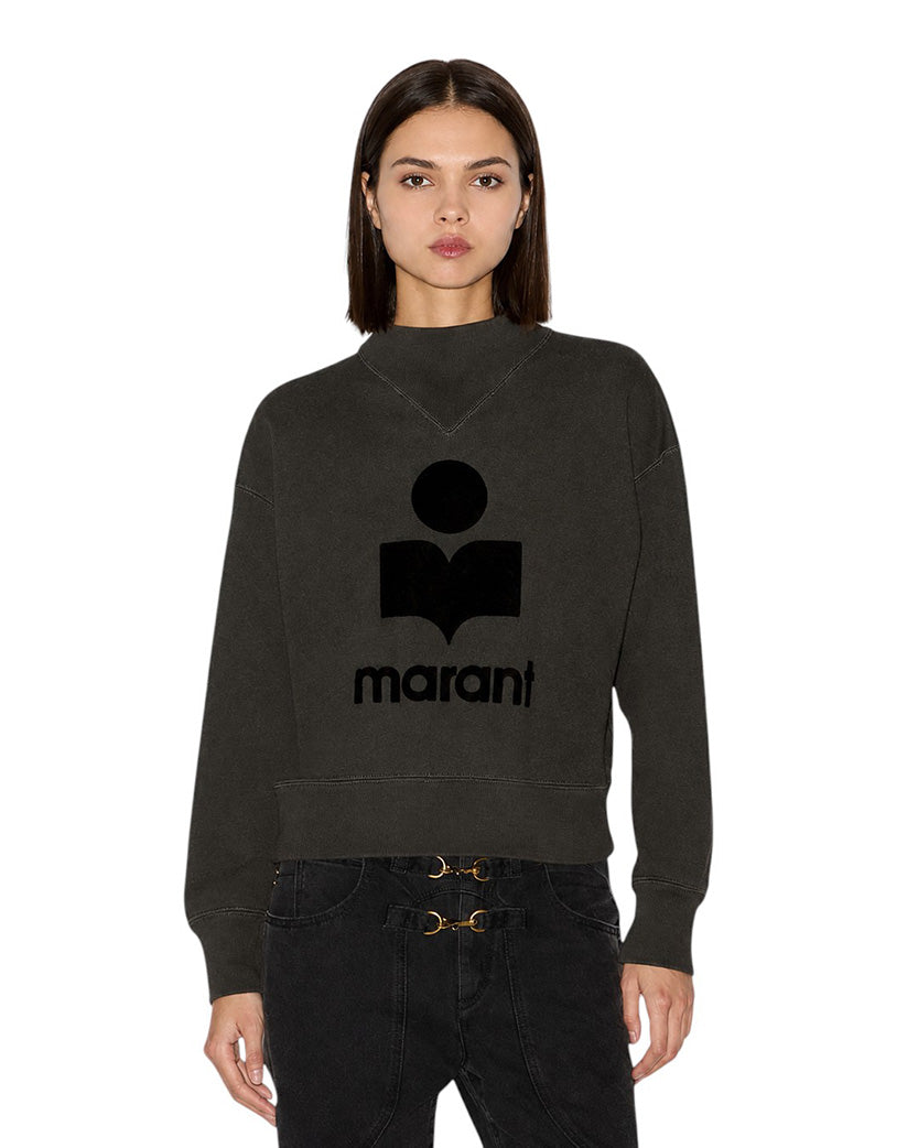 Isabel Marant Étoile Moby Mock Neck Logo Sweatshirt Black