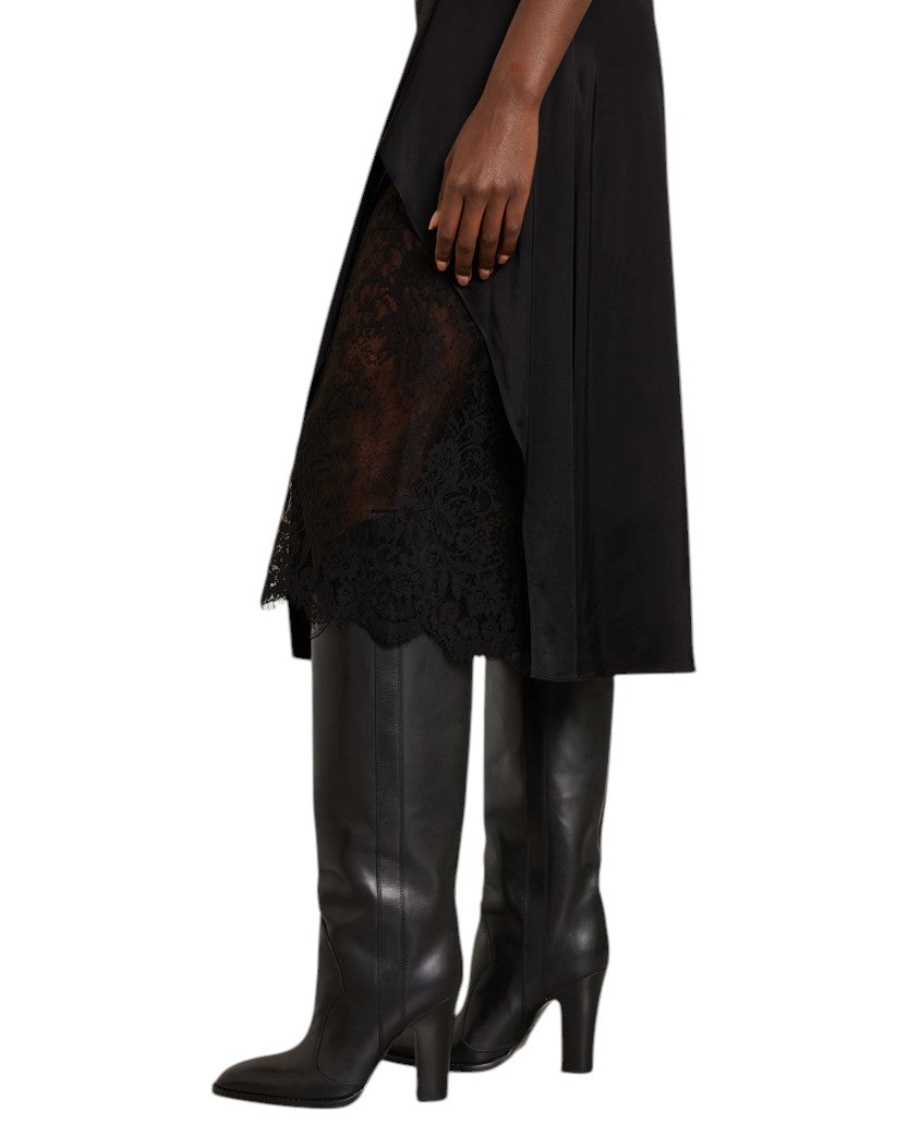 Acne Studios Lace-Trimmed Satin Slip Dress Black