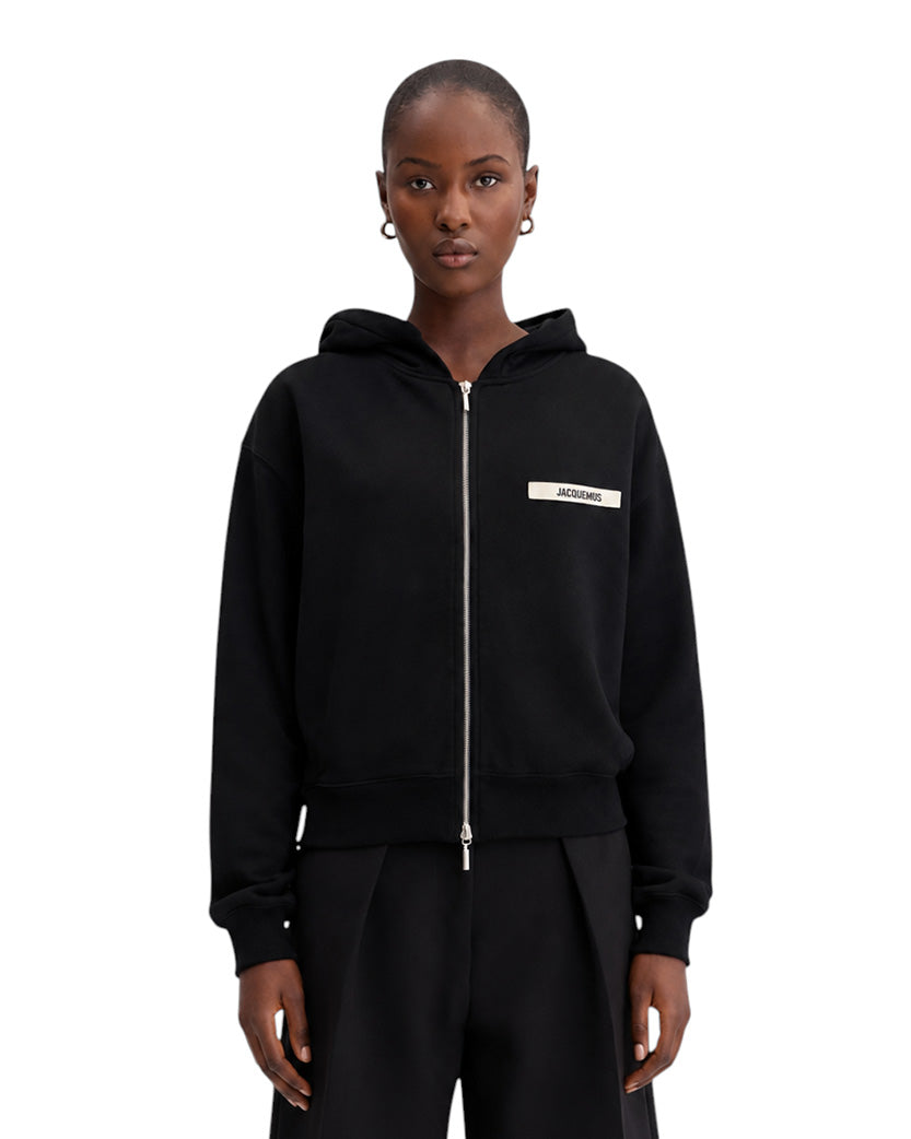 Jacquemus Gros Grain Zipped Hoodie Black