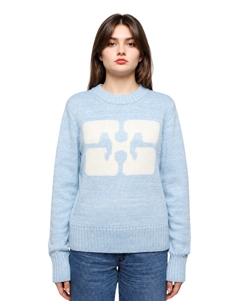 GANNI Graphic O-neck Pullover Butterfly Ice Water