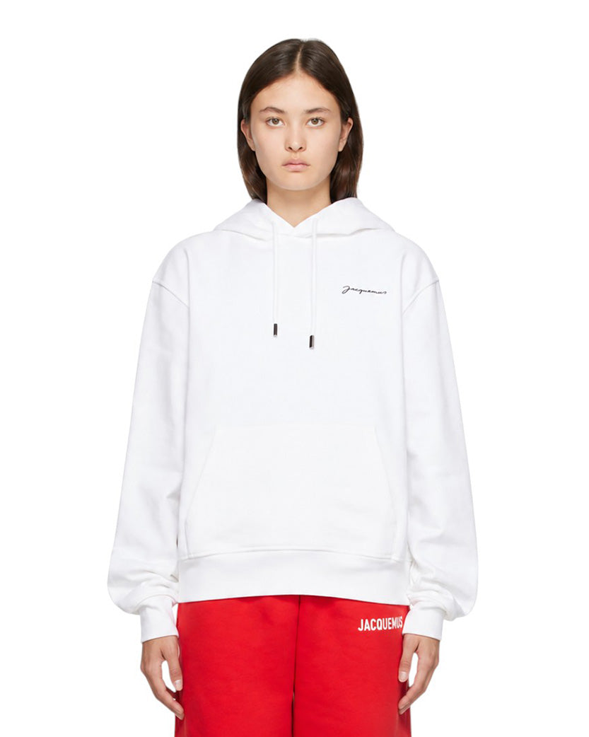 Jacquemus Embroidered Logo Hoodie White