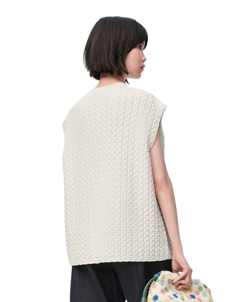 Loewe Anagram Vest in Wool White