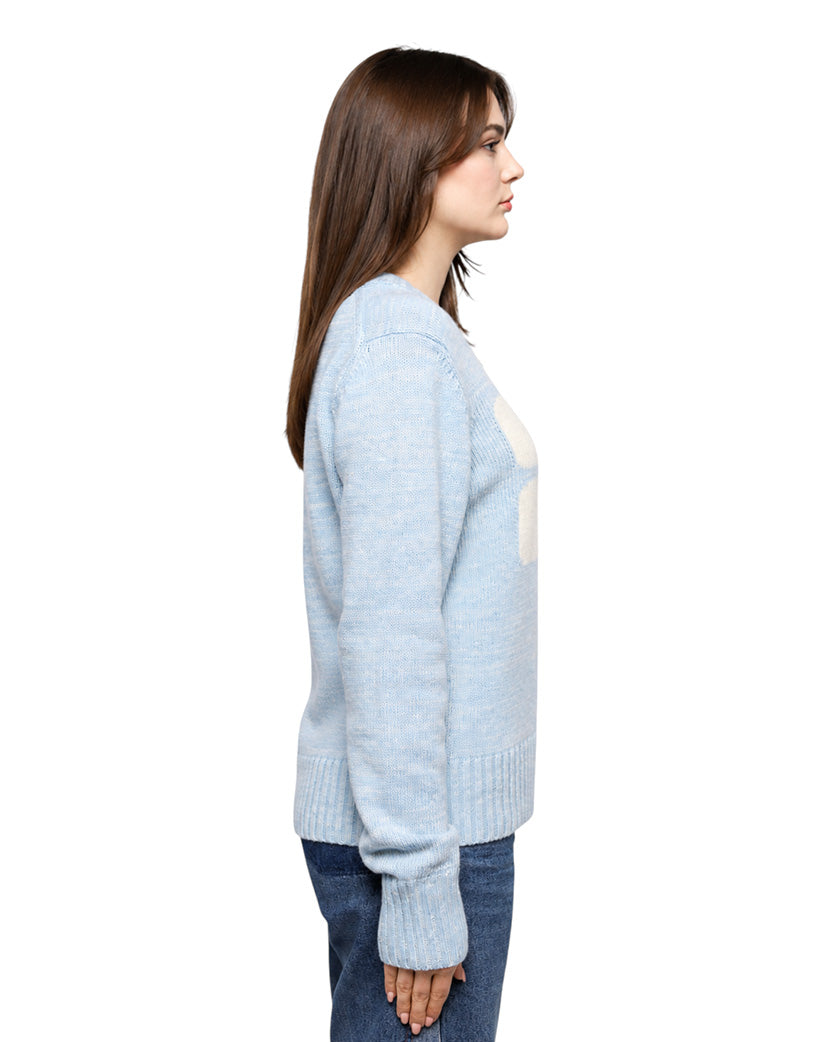 GANNI Graphic O-neck Pullover Butterfly Ice Water