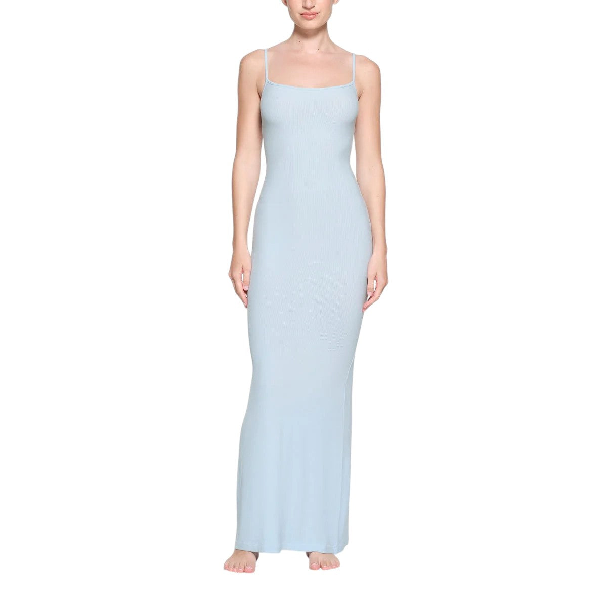 Skims Soft Lounge Long Slip Dress Sky Blue