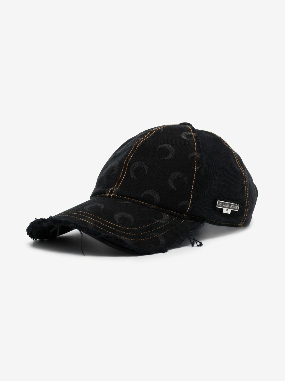 Marine Serre distressed Crescent Moon-print cap Black