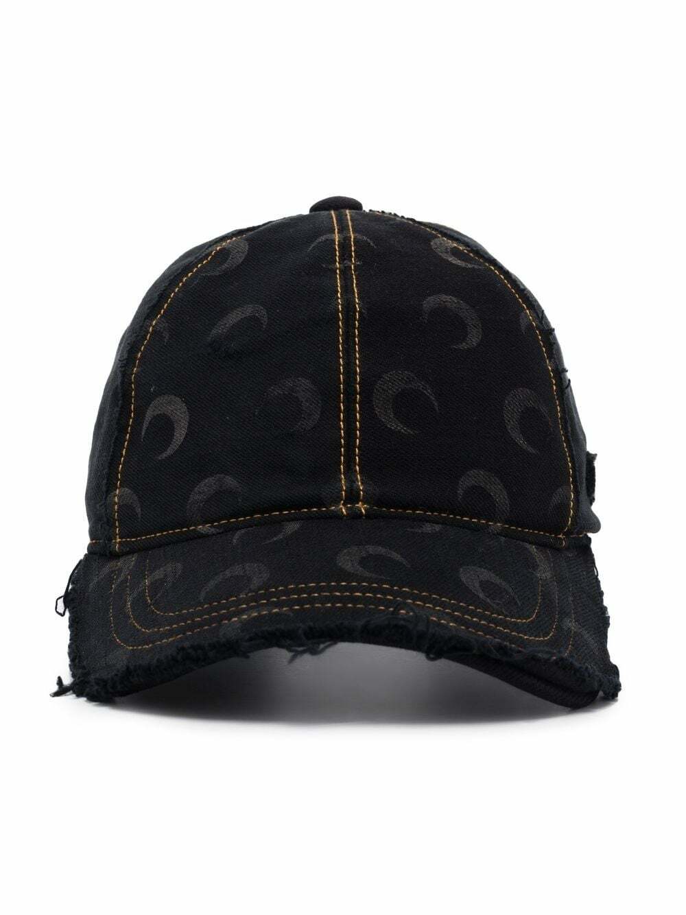 Marine Serre distressed Crescent Moon-print cap Black